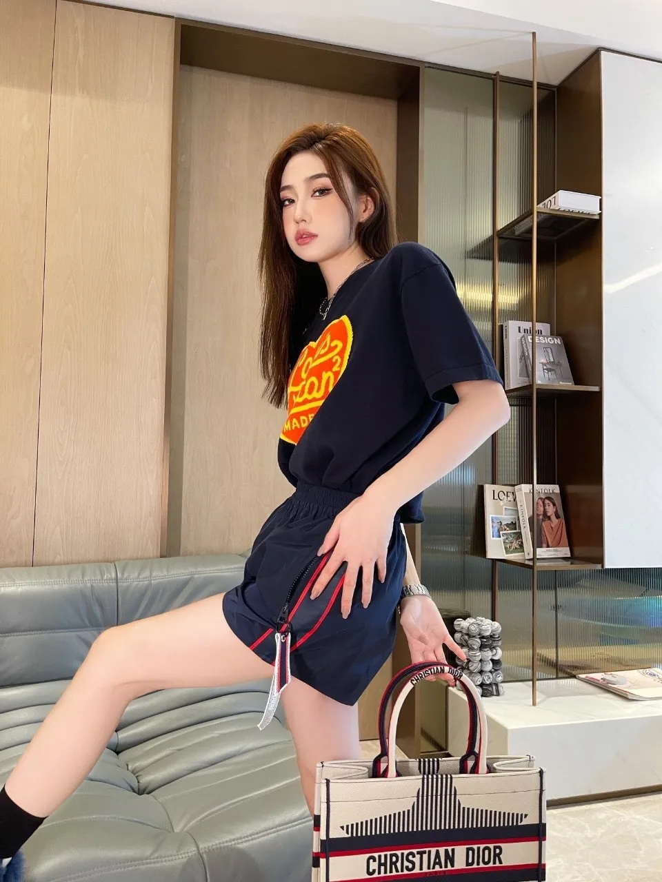 Louis Vuitton/Louis Vuitton 22ss Nigo love jacquard knitted short sleeves